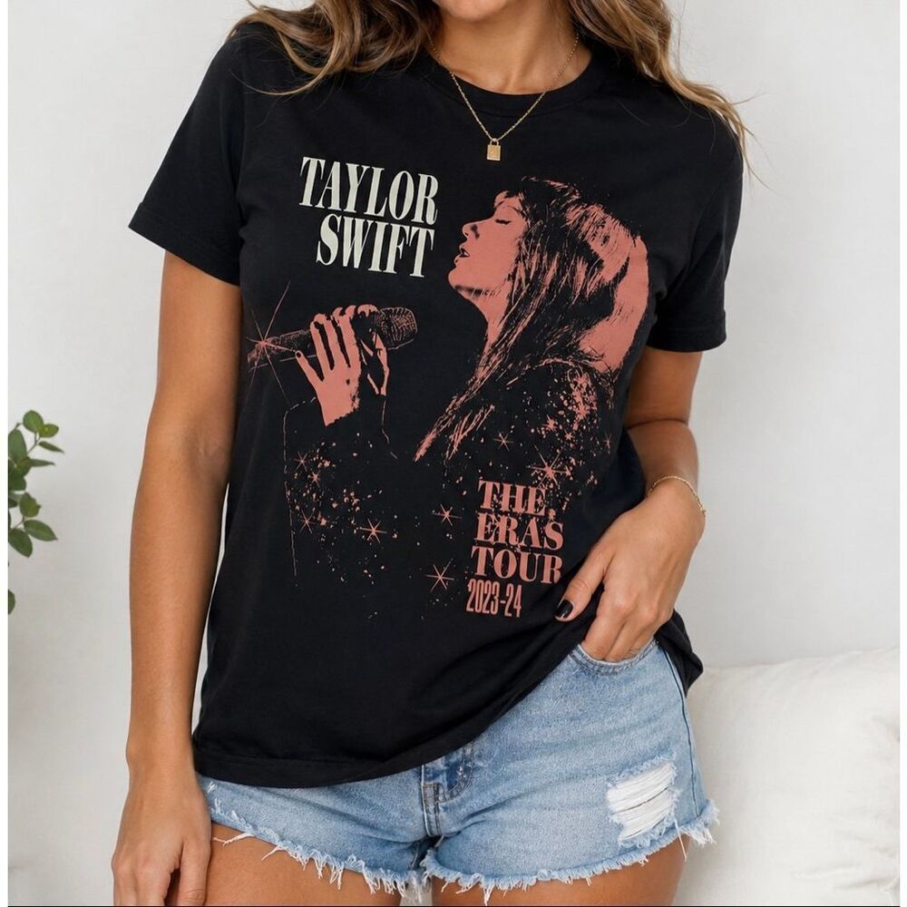 Taylor Swift Eras Tour 2023 2024 Graphic Tee Shirt Medium Black